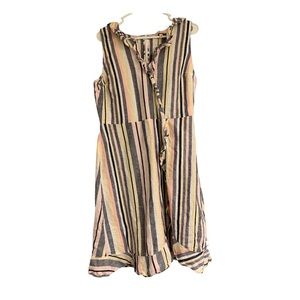 Harlow & Rose cap-sleeve linen-blend dress, women’s large, pastels